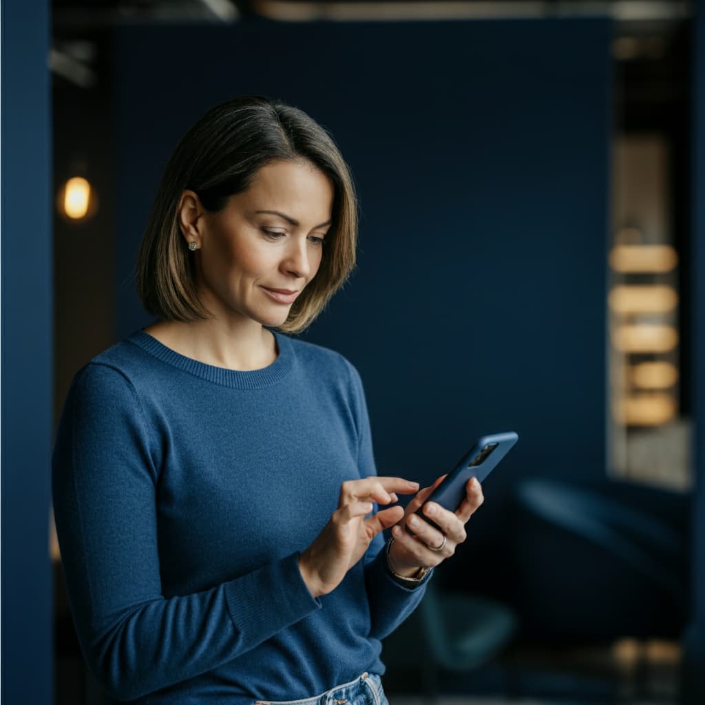 Mulher mexendo no celular